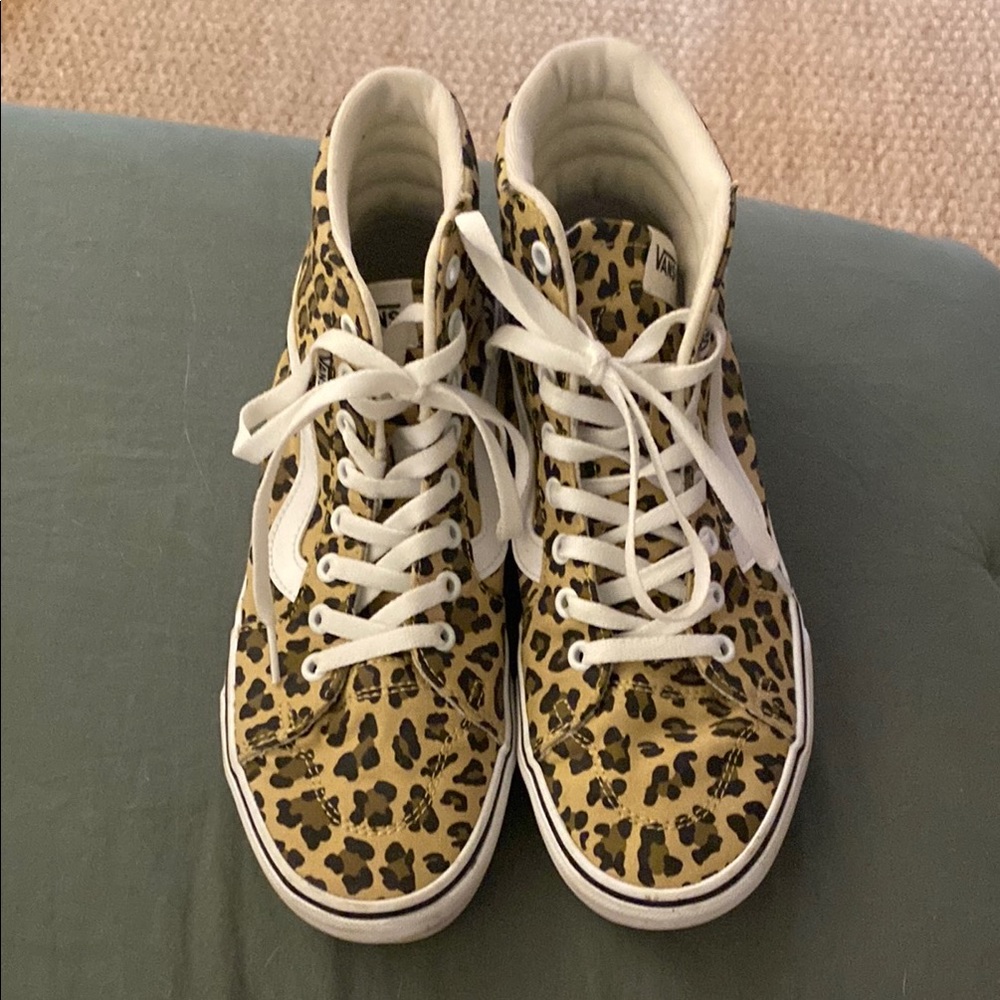 Vans Tan and Black Leopard Sneakers